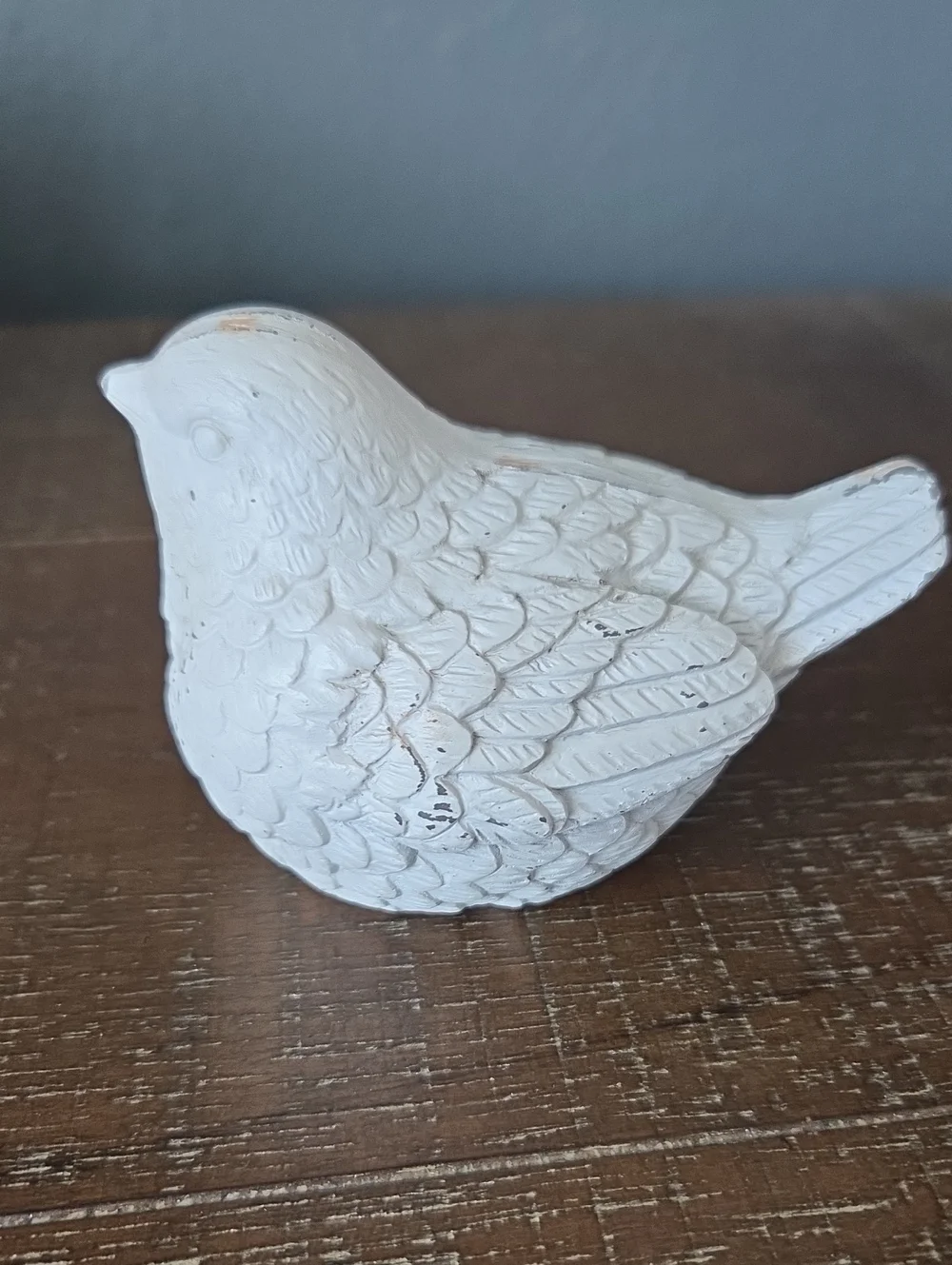 Rustic Shabby Chic White & Cream Bird Figurines Farmhouse Cottage Decor Set of 2